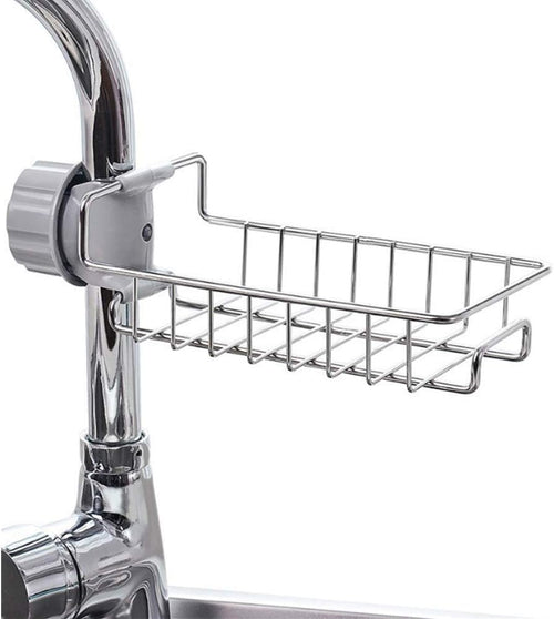 Stainless Steel Faucet Sink Organizer Rack – Adjustable Sponge & Soap Holder